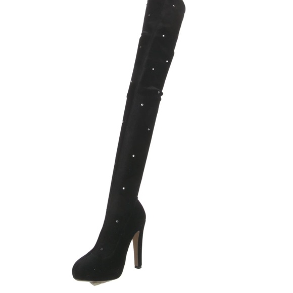 CHARLOTTE OLYMPIA Velvet Crystal Embellishments Boots Women's Size: 5 | IT 35 - Picture 2 of 7
